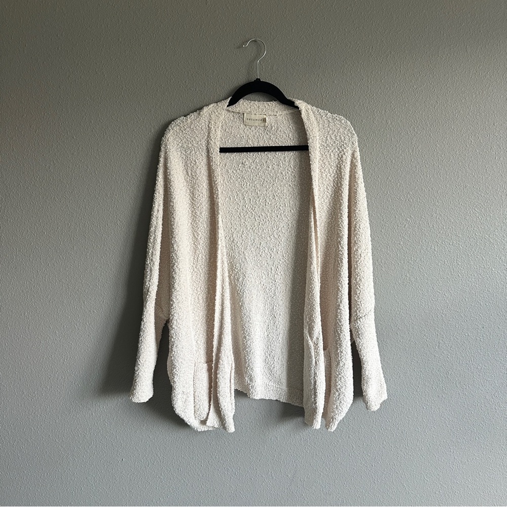 Dreamers Oversized Cream Open-Front Cardigan Sweater